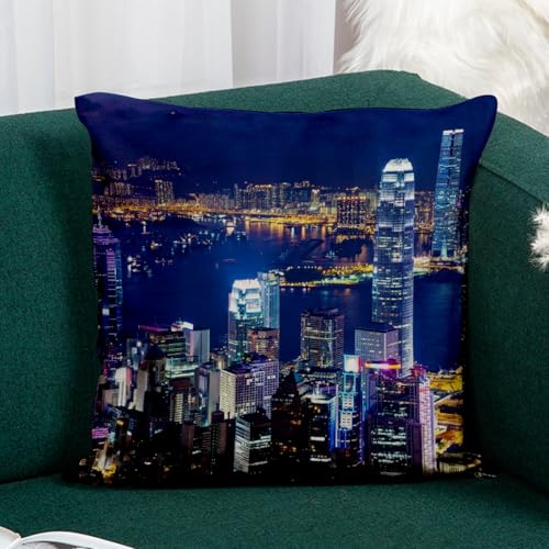 Coussin similicuir blanc 40x40cm décoration moderne gratte-ciel - 5