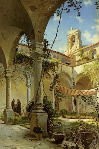 Imagen de lienzo cuadro pintura el claustro Taormina por Peder decoraciones del hogar
