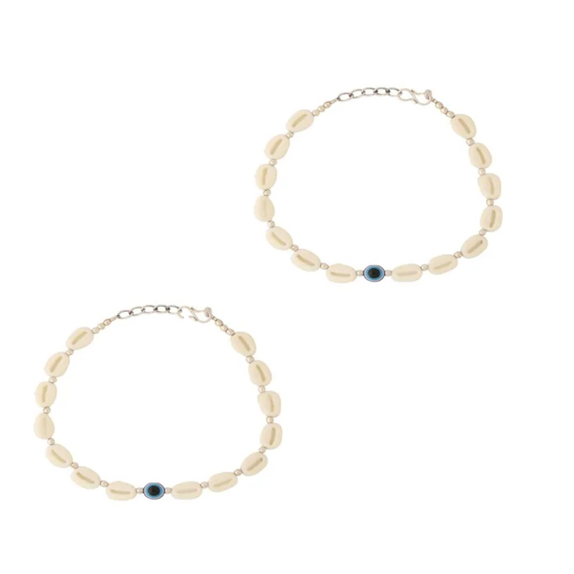 Shivarth Oxidised Payal 1 Pair Adjustable Sea Shell Evil Eye Beads Charm Anklets for Girls and Women beautiful Sea Shell Evil Eye Payal Pajeb bracelet (B0C9DG55SD) Amazon Price History, Amazon Price Tracker