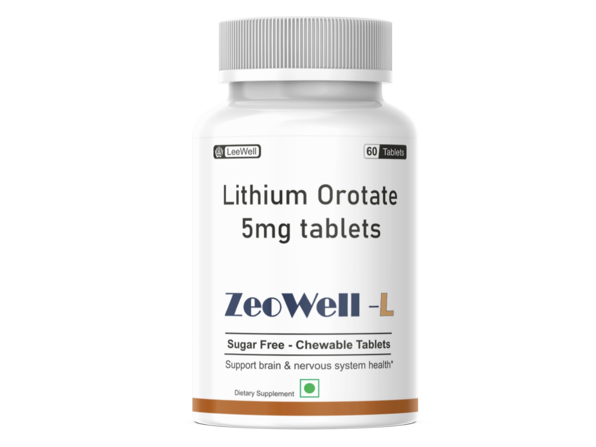 L Lithium Orotate 5mg Tablets, Sugar Free Chewable, Brain and Nervous System Support, 60 Tablets-image-18