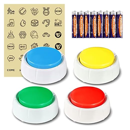 SuplutuX Recordable Training Buzzer voor hond, hondenknoppen spreken training met 30 patronen van stickers, trainingsknoppen voor honden, puppy's en huisdieren (4-delige verpakking)