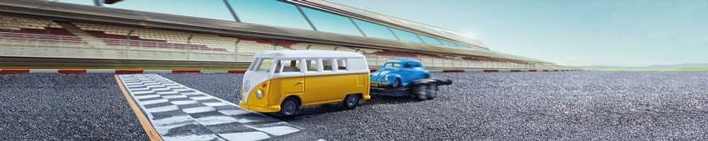 Siku - Volkswagen T1 with Trailer and Beetle - Yellow/White/Blue - Sturdy Model Vehicle Set - Metal and Plastic - PVC Free - Small-Scale Toy - Stable Construction - from 3 Years Old and Up - SK-2567