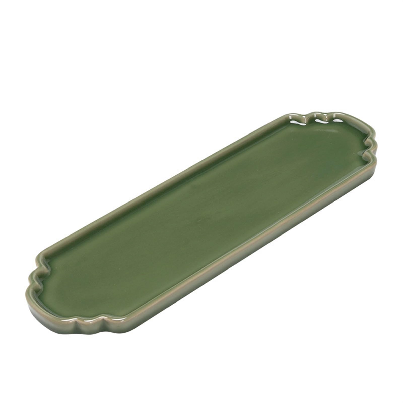 GTHTUHFD Tea Trays For Serving Vintage Green Ceramic Rectangular Tea Tray Small Dry Bubble Small Tea Table Kung Fu Tea Set Tea Tray Pastry Sushi Plate Gongfu Tea Tray
