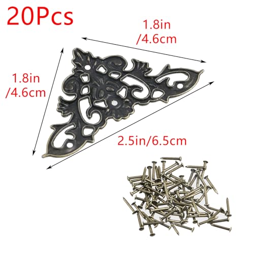 Image of Geesatis Antique Bronze Corner Protectors,20 Pack Decorative Edge Guards | Metal Findings for Crafts Corner Pieces,Book Corner Protectors,Decorative Edge Guards for Photo, Books,Jewelry Boxes