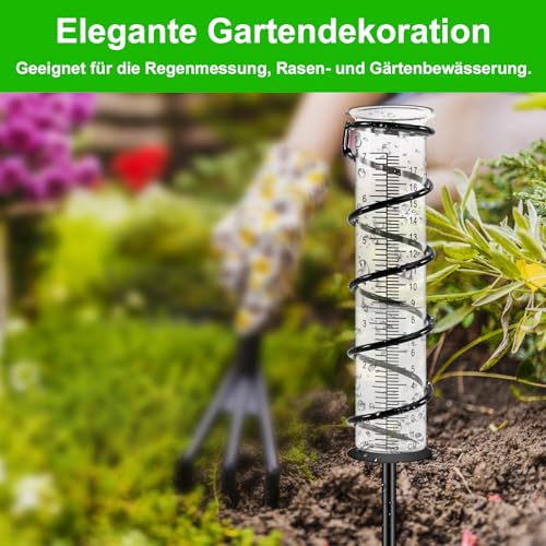 Foto von CHIVENIDO 17cm Regenmesser für Garten Frostsicher, Outdoor Regenmesser Glas Regenwassermesser Niederschlagsmesser mit Metallpflock, Dekorativ für Hof, Deck, Rasen, Landschaft und Gartenzubehör