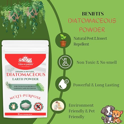 Image of Organic Diatomaceous Earth Powder, Multi-Purpose Pest Control for Ticks, Fleas, Bedbugs, Earwigs and Silverfish (1800 g, pack of 2)