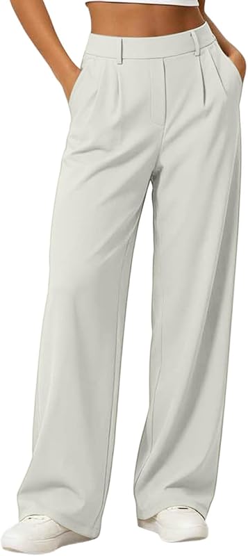 Womens High Waist Dress Pants Business Casual Work Office Pants Wide Leg Stretchy Lounge Trousers Loose Clothes