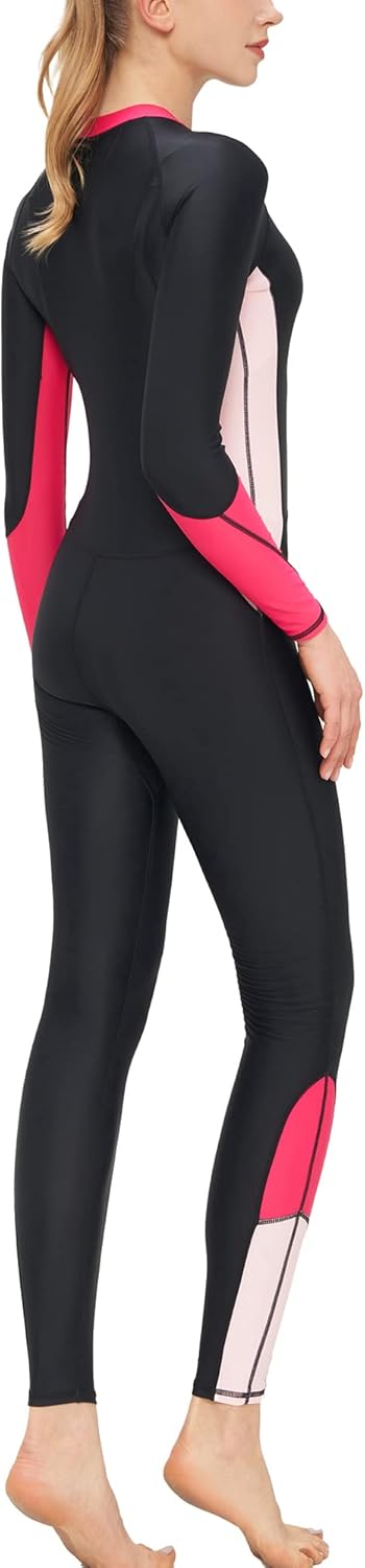 SEAUR レディース ワンピース ラッシュガード 水着 ジッパー フロント 水着 サーフィン ウェットスーツ UPF 50+ スポ