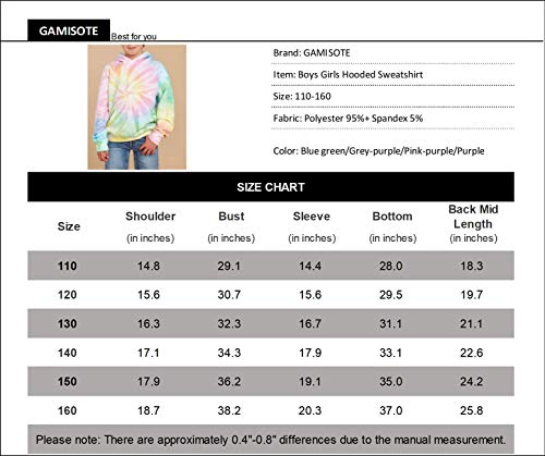 Gamisote Unisex Kids Tie Dye Sweatshirt Boys Girls Warm Hooded Kangaroo Pocket Pullover Hoodies Pink-Purple #TOP6