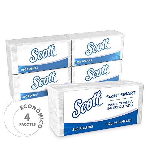 Papel Toalha Interfolhado Scott Smart - Pacote com 1000 Folhas, Scott