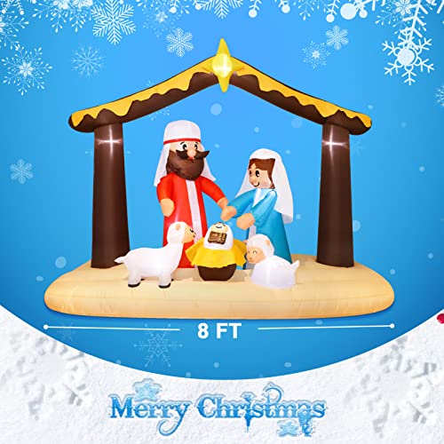 8 Ft Long Christmas Inflatables Decorations, Lighted Inflatable Nativity Scene Outdoor Decor With Jesus And Lamb, Blow Up Christmas Decorations Outdoor Yard For Garden Lawn Patio Xmas Decorations #TOP5