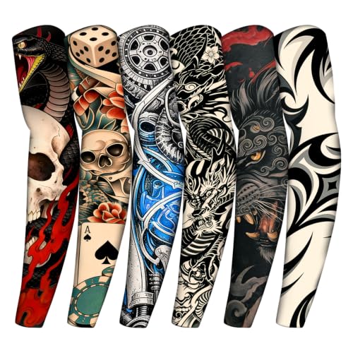 Image of YARIEW Temporary Tattoo Sleeves for Men Arm Sleeves for Men | Tattoo Sleeve Women Arts Fake Sleeve Tattoos Sun Protection Cooling Covers for Arms Women Halloween Pattern 18