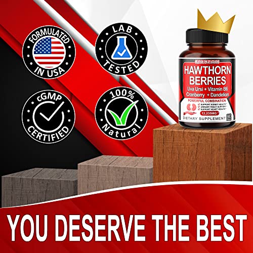 Aumeto 7 In 1 Ultra Hawthorn Berry 12,235 Mg Maximum Potency With Uva Ursi Dandelion Cranberry Apple Cider Vinegar - Heart Health Supplement, Support Kinney Health (90 Count (Pack Of 1)) #TOP5