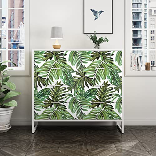 Tropical Palm Leaf Wallpaper Peel And Stick Wallpaper 17.7Inchx118.1Inch Tropical Wallpaper Palm Leaf Contact Paper Jungle Wallpaper Palm Leaves Wall Paper Self Adhesive Removable Wallpaper Decor #TOP2