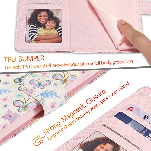 UEEBAI Wallet Case for Samsung Galaxy S25 Plus 5G, PU Leather Phone Case Kickstand RFID Blocking Flip Case Card Slots Wrist Strap Relief Engraved Pattern Magnetic Closure Flower Case, Butterfly by UEEBAI - Used condition - Image 7