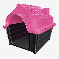 Casinha de Cachorro Nº7 Porte Médio Plástica Resistente Impermeável Proteção Contra Sol e Chuva(Rosa)