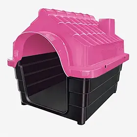 Casinha de Cachorro Nº7 Porte Médio Plástica Resistente Impermeável Proteção Contra Sol e Chuva(Rosa)