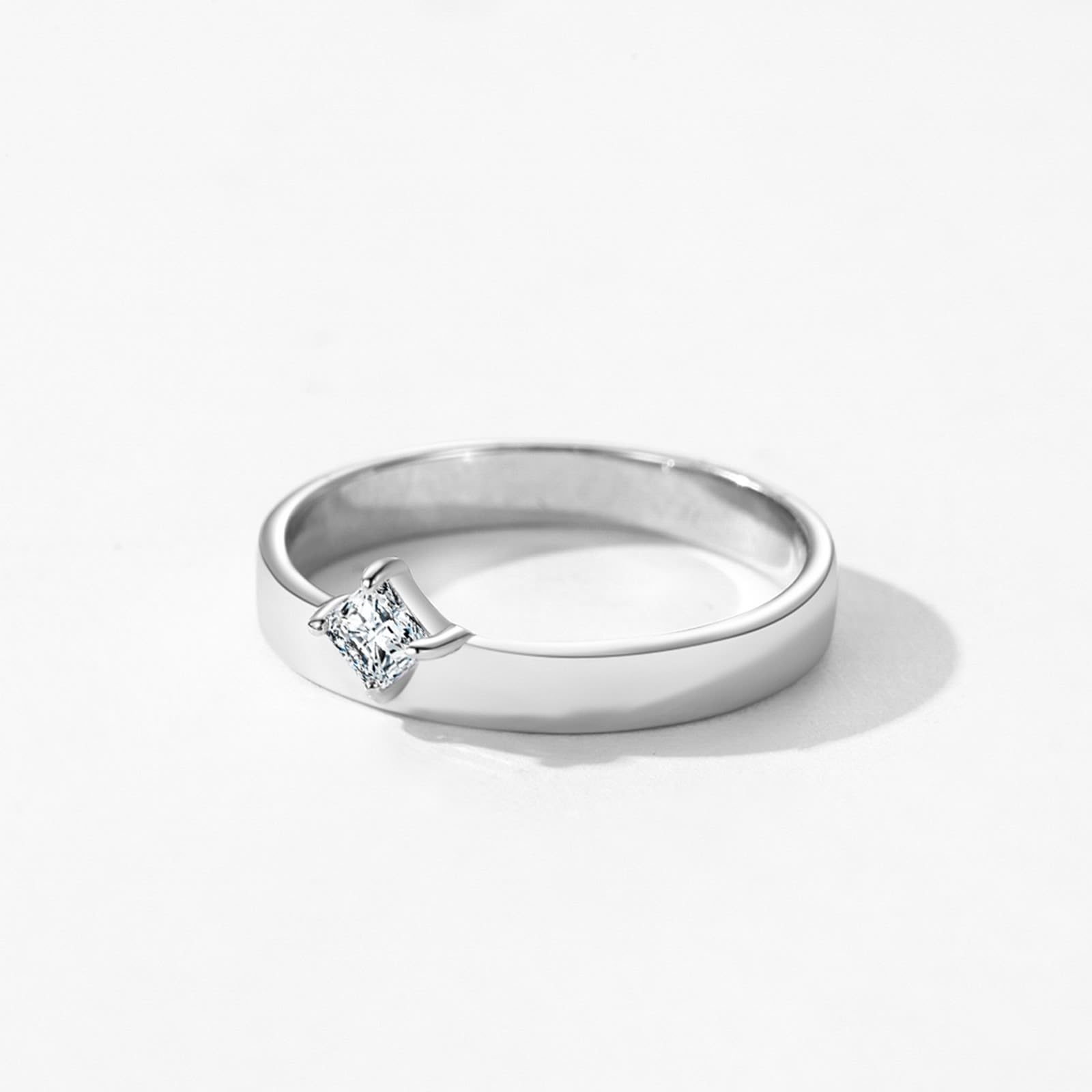 Bague de fiançailles classique en or blanc 9 K/14 K/18 carats avec diamant créé en laboratoire, or blanc au 375/585/750, taille 47-65