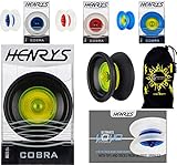 Henrys Cobra YoYo - Set Profesional de YoYo + Libro instructivo de Trucos + ¡Bolsa de Viaje! (Negro / Amarillo)