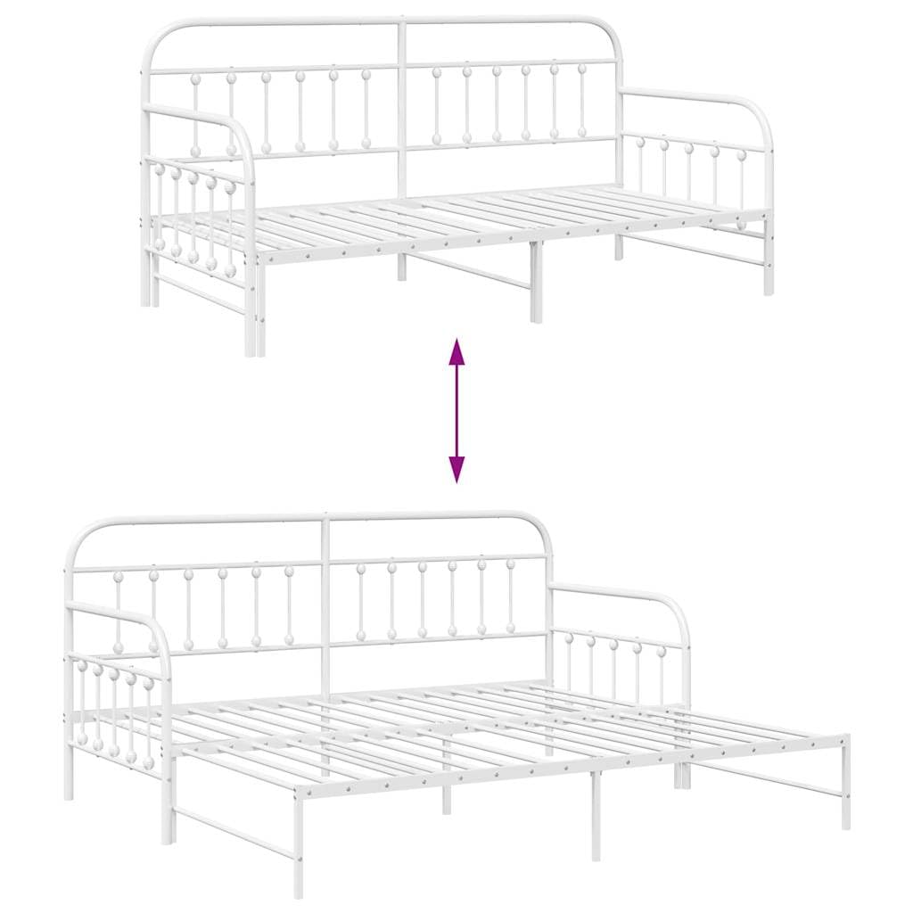 vidaXL Tagesbettrahmen Weiß 90 x 200 cm Pulverbeschichteter Stahl | Super Möglichkeit, um Übernachtungsgäste unterzubringen, Minimalistisches Weiß passt zu jeder Wohnung,