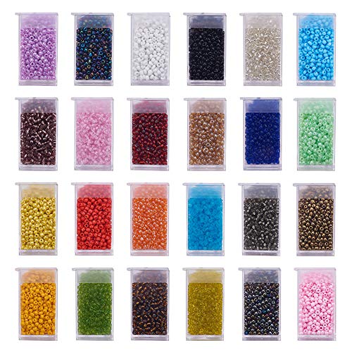 PandaHall Elite - Juego de Cuentas de Semillas de 3 mm, Cuentas Redondas de Cristal 8/0 con Caja organizadora extraíble para Hacer Pulseras de la Amistad