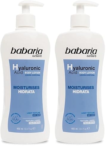 Babaria - Crema Corpo Con Acido Ialuronico | Body Milk 400ml | Crema Con Acido Ialuronico | Crema Idratante Uomo E Donna | Crema Corpo (Confezione da 2)