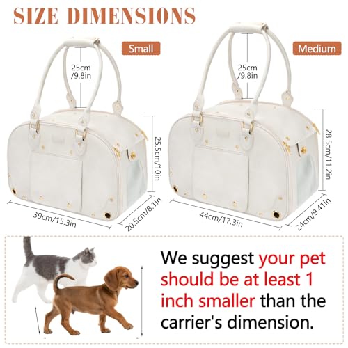 Image of Dog Carrier Purse, Pet Carrier, Foldable Waterproof Premium Leather Pet Travel Portable Bag for Cat and Small Dog Home & Outdoor Small Beige
