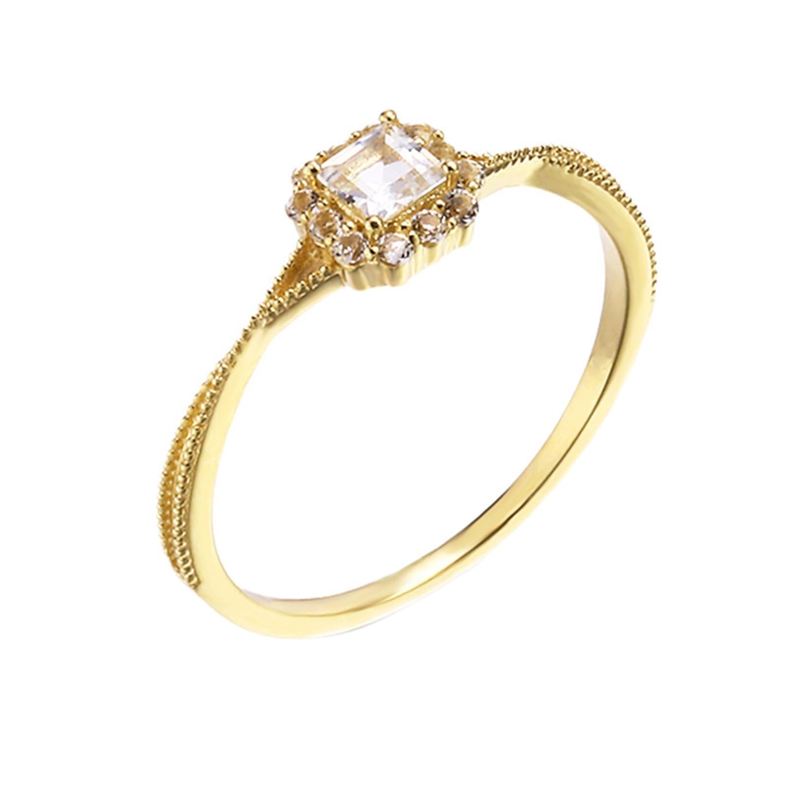 Anillos de la amistad de oro de 9 K/14 K/18 K, diseño cuadrado de filigrana de moissanita