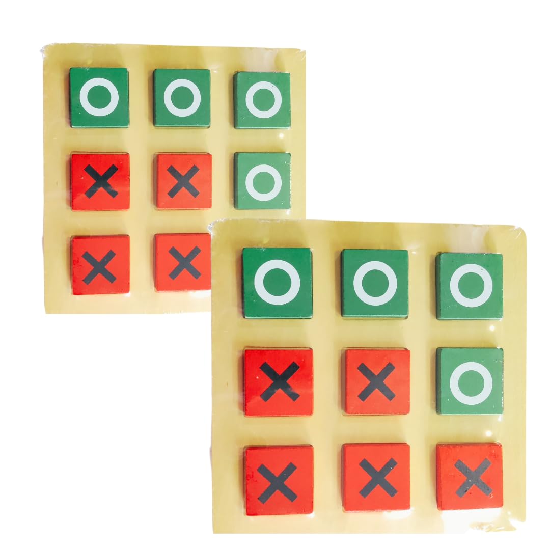 PLUSPOINT Wooden Tic Tac Toe Game Pack of 2 Classic Wooden A Timeless Game of Strategy and Fun for The Kids and Family (Tic-Tac-Toe)