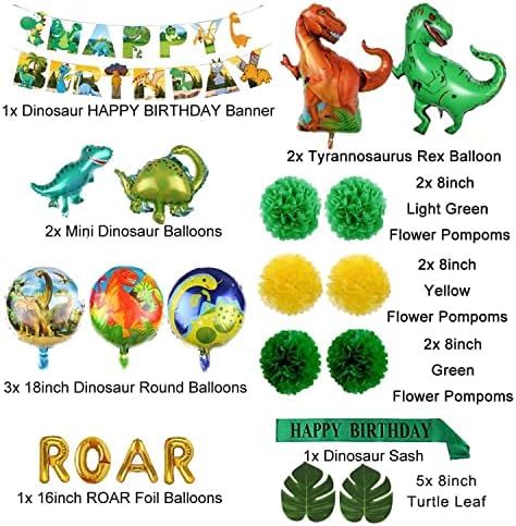 Dinosaur Party Supplies - 70 pcs for Birthday Decorations Dino Party Decorations for kids dinosaur party favors Dinosaur party balloons Dinosaur Cake Topper jungle Latex Balloons with Pump tattoo