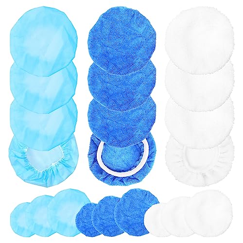 Swpeet Set di tamponi lucidanti in 3 materiali da 12 a 15 cm, 4 pezzi in microfibra di pile di corallo di lana non tessuto per auto, in morbida microfibra per lucidatura del cofano, kit di coperture