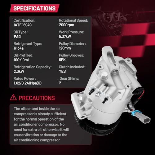 Image of BDFHYK 68565 AC Compressor with Clutch Compatible with Buick LaCrosse 2010 2.4L L4, Regal 2011-2012 2.0L 2.4L L4, Replaces 13232305, 67565, 19352548