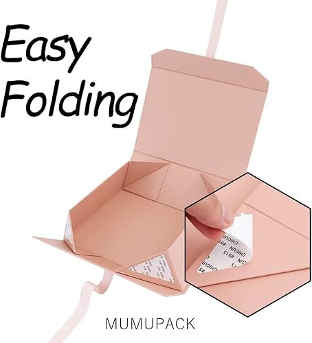 Miniatura 4 de MUMUPACK Caja de regalo de 10 x 7.3 x 3.5 pulgadas, caja de regalo rosa con tapa, caja de almacenamiento, cierre magnético de cinta para caja de