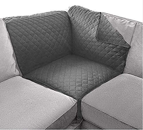 Sofa Shield Patented Sectional Couch Cover, Reversible Corner L Shaped Slipcover, Soft Quilted Microfiber, Durable Tear Resistant Furniture Stain Protector with Straps, Washable, 30x30, Charcoal