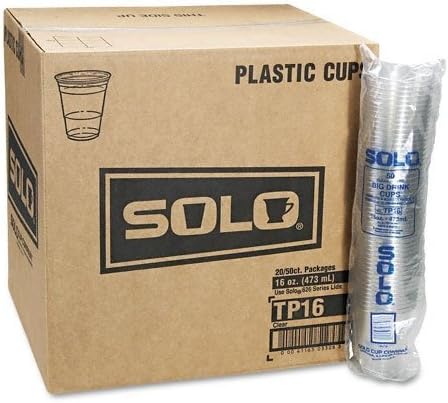 SOLO Cup Company Plastic Party Cold Cups, 16 oz, Clear, 50 pack