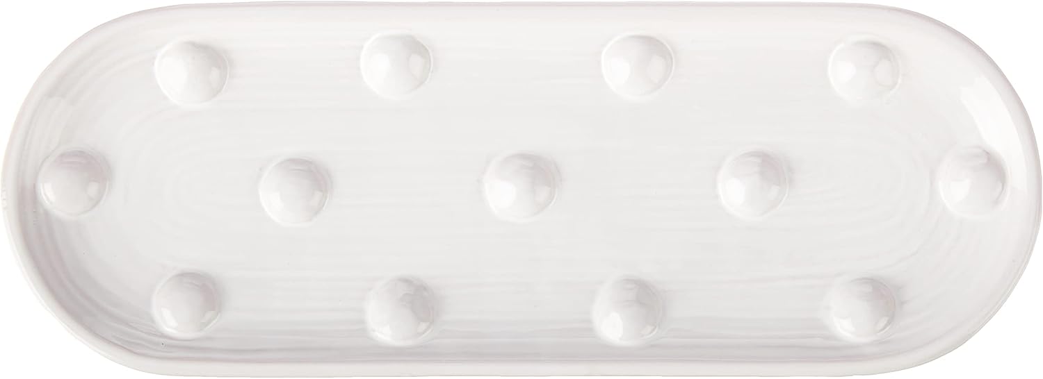  | Mud Pie Dotted Dip and Tray Set, Size 5" x 14" 2" x 4 1/4" Dia | Spreader 6 1/2", White: Chip & Dip Sets