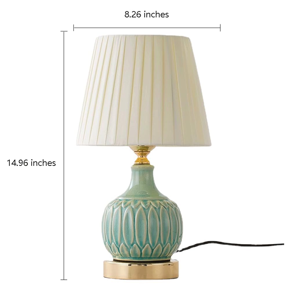 Ceramiczna lampa biurkowa do sypialni gabinet salon prosta retro lampka nocna ciepła luksusowa lampa ściemniana pilot trójkolorowy potężna lampa biurkowa