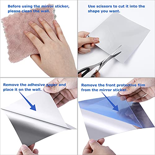 32Pcs 6X6Inch Flexible Mirror Stickers Plastic Wall Mirror For Home Wall Decoration Self Adhesive Mirror Tiles Square Mirror Silver Mirror Sheet Sldiywow #TOP2
