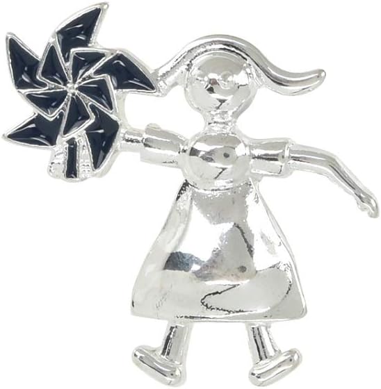 Fundraising For A Cause | Child Abuse Pinwheel Pin – Girl Holding Pinwheel for Child Abuse Awareness, Gift-Giving, Fundraising and More