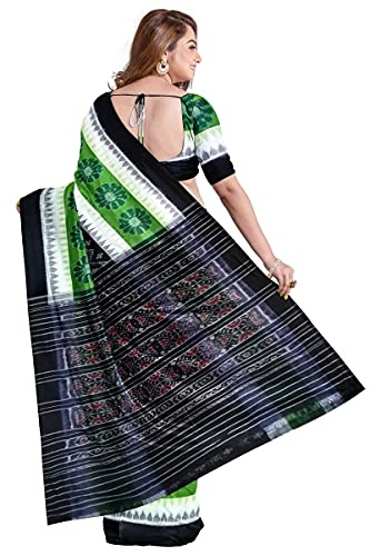 Image of Odisha Sambalpuri Handloom Ikat Women's Cotton Saree, Odisha Handloom Handmade Pure Cotton Khandua Saree, Ikkat Orissa Traditional Handloom Saree Without Blouse