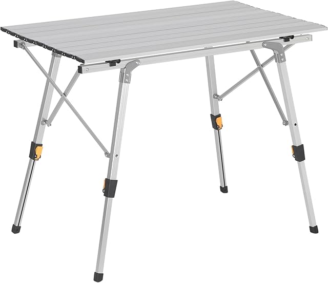 WOLTU Camping Table Picnic Table Silver Lightweight Folding Outdoor Garden Balcony Market Kitchen Work Table Adjustable Travel Table with Bag 