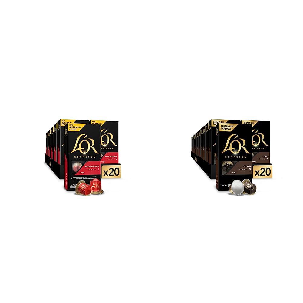 L'OR Cápsulas de Café Splendente e Forza | Intensidad 7 y 9 | 200 Cápsulas Compatibles Nespresso (R)*