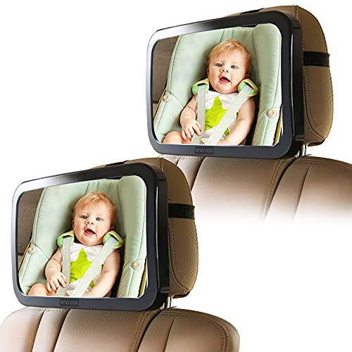 Image of Enovoe Mirror for Baby Car Seat Rear Facing - 2 Pack - Wide Convex Back Seat is Shatterproof and Adjustable - 360 Swivel Backseat Carseat Helps Keep an Eye on Your Infant