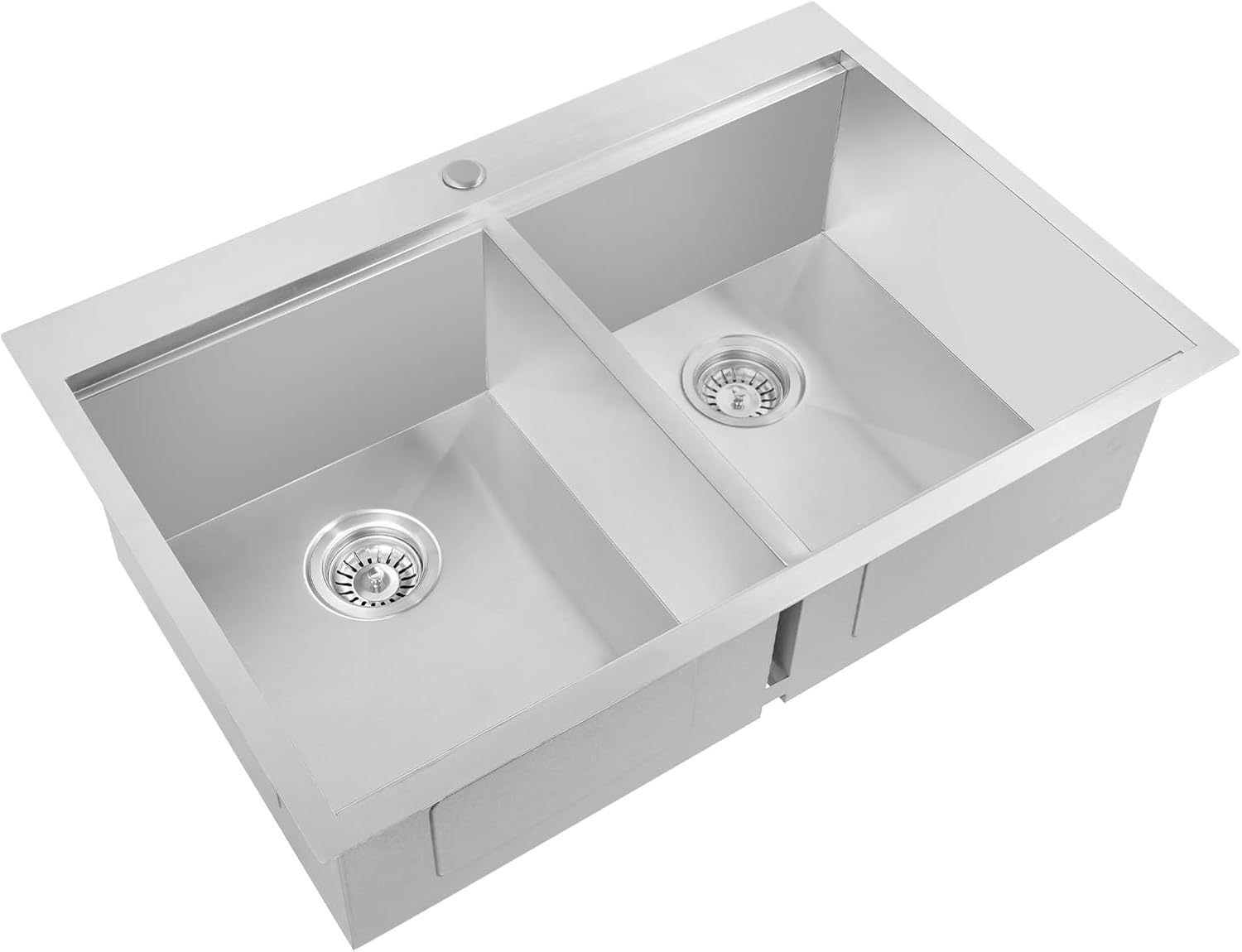 Double Bowl Kitchen Sinks, 33" x 22" x 9" Stainless Steel Undermount Kitchen Sink Workstation with Accessories for Homes, Restaurants, Bars, Hotels, Cafes (Silver)