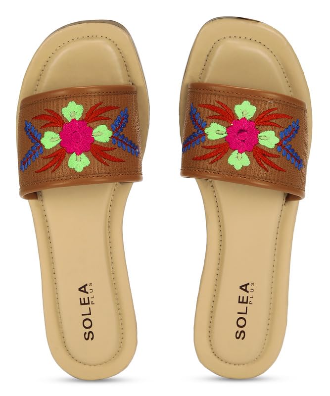 PARAGON K6020L Womens Sandals | Stylish Slip on Flats with Cushioned Soles | Trendy Lightweight Durable & Comfortable Fashion Slippers for Outdoor Use Tan (B0CB67623X) Amazon Price History, Amazon Price Tracker