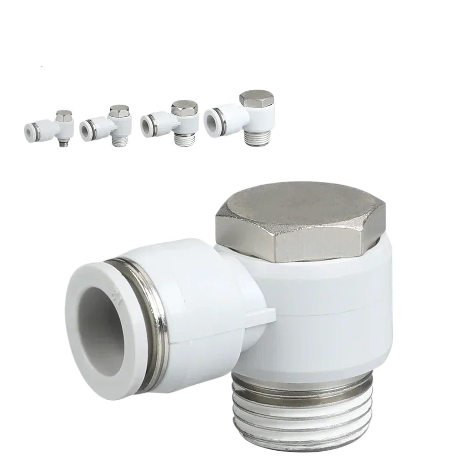 10 Uds. Conexión giratoria de tornillo neumático 4mm manguera de compresor de aire accesorios rápidos tubería 8mm conector de instalación de tuberías 6mm 12mm 10mm(10MM (Hose O.D.),BSP1-2Inch - 10pcs)