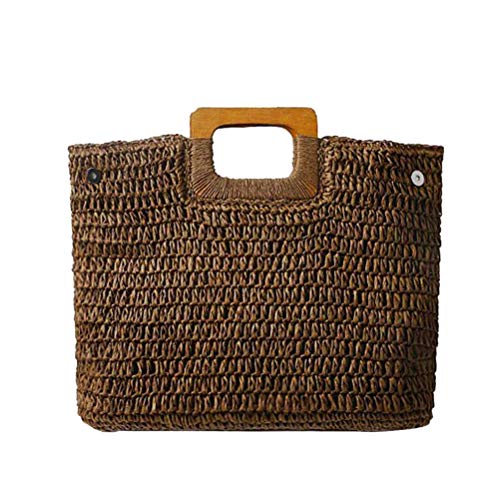 Egosy Summer Beach Bag Bolso de Paja para Mujer Bolso de Hombro de Verano para Viajes a la Playa y Uso Diario Bolso de Hombro de Paja