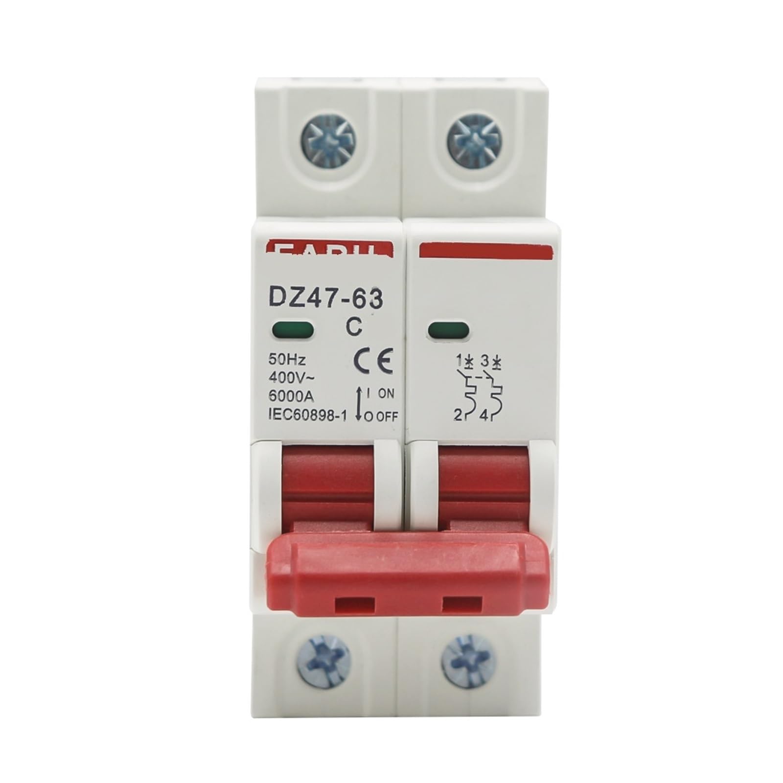 Disjoncteur magnétothermique DZ47 pour éviter les surcharges électriques et courts-circuits 2P