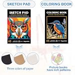 Dessin de crayons dans un sac à épaule, 52 Kit de dessin de crayons colorés, ensemble de croquis avec 3-Color Sketchbook, livre de coloriage, fournitures d'art pour les artistes Débutants Professionnels Dessin Media 3-colour carnet de croquis, livre de coloriage, fournitures d'art