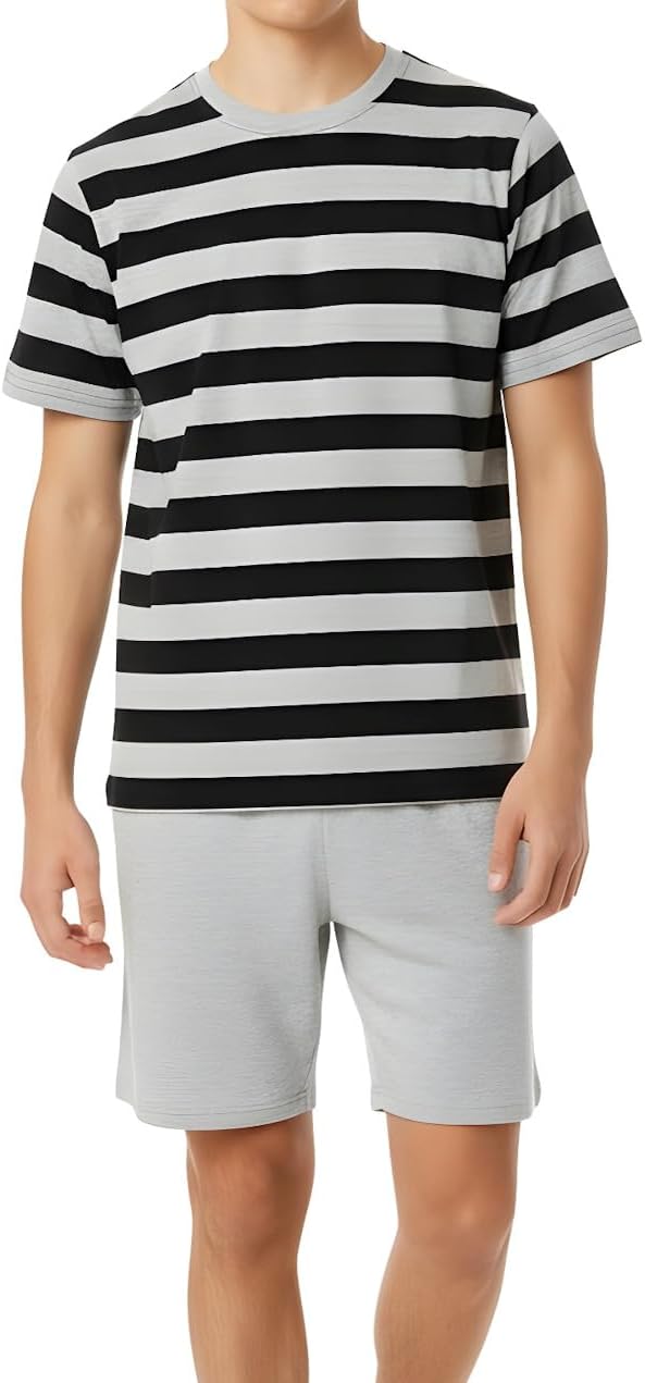 Pyjama Court Garçon 100% Coton - T-shirt Football Et Bermuda Bleu, Taille 176, Doux Et Confortable